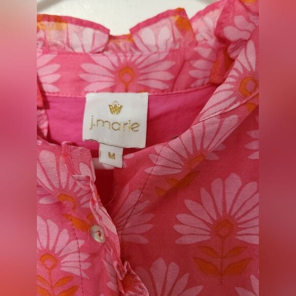 J.Marie Floral Ruffled Tiered Midi Belted Dress Resort Wear Vacation Prairie M - Picture 8 of 9